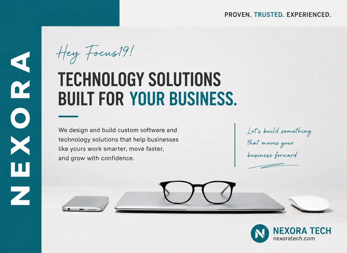 Nexora Tech personalized B2B postcard design