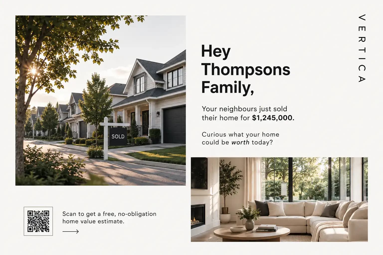 Vertica personalized real estate postcard design