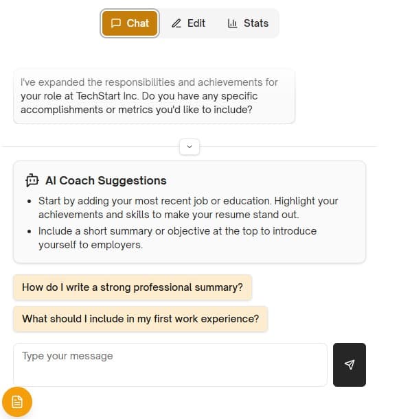 Resume Chat that allows you to tailor your entire resume with a single prompt