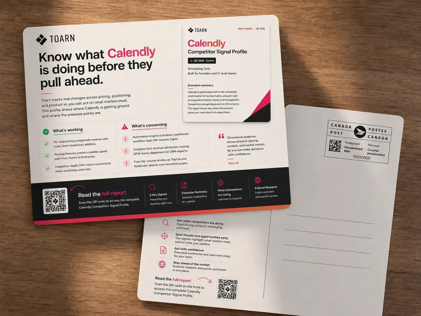 Stack of personalized Toarn postcards with names and messaging