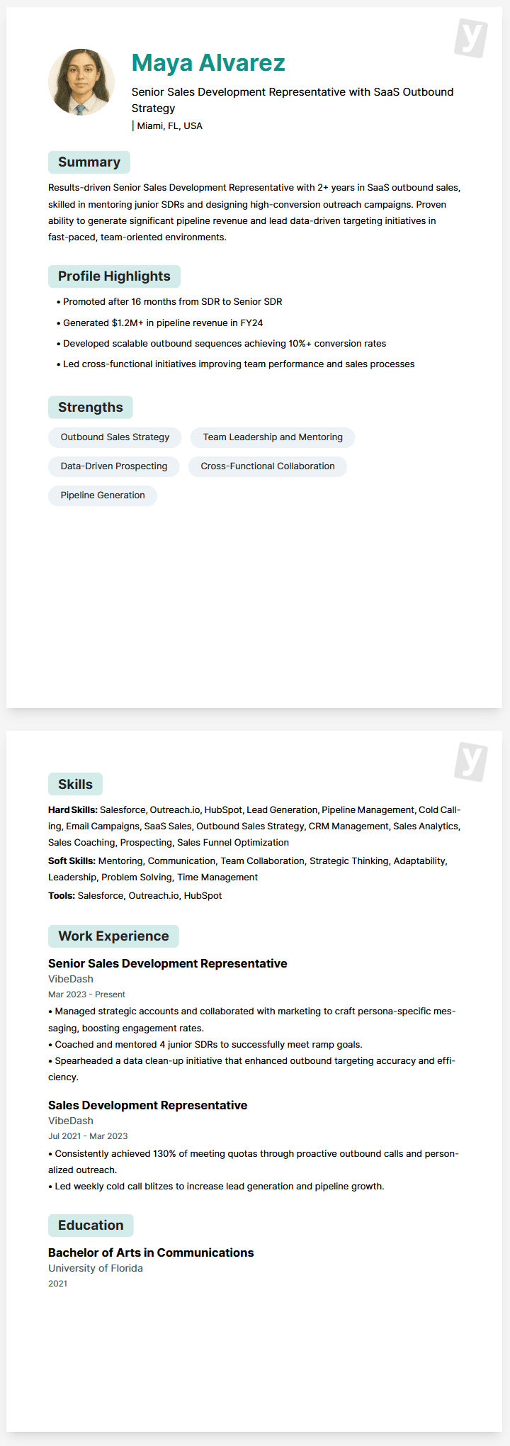 Resume Example - Senior SDR