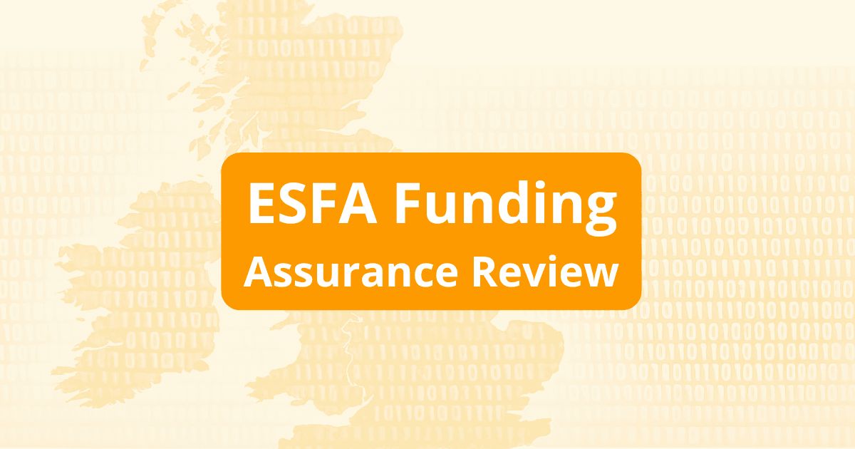 ESFA funding assurance review preparation with a UK training provider team organising digital learner files and ILR data on screen