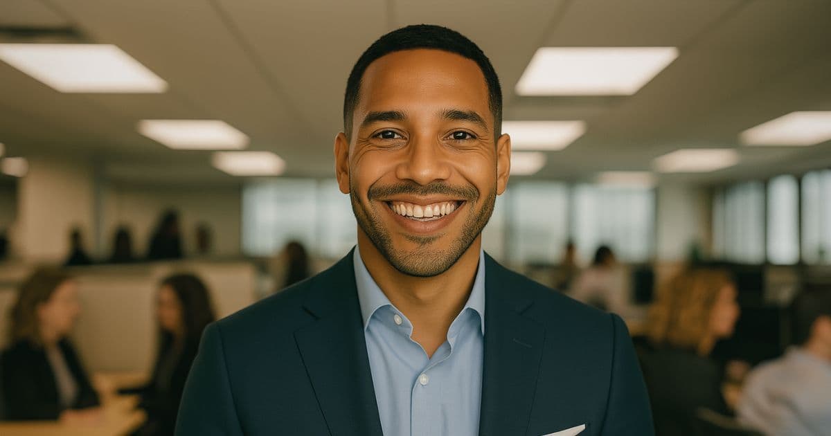 Sales SDR happy smiling after landing job with AI built resume