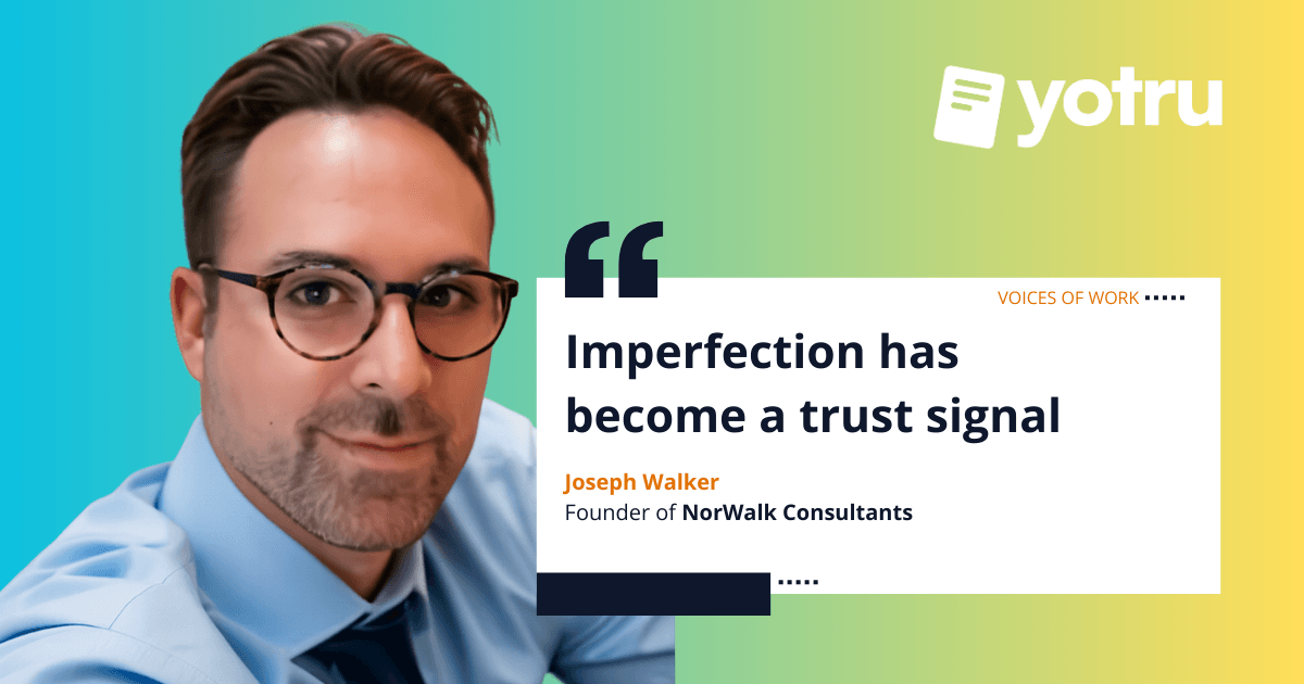 Joseph Walker resume trust gap graphic showing how small imperfections act as trust signals for hiring managers