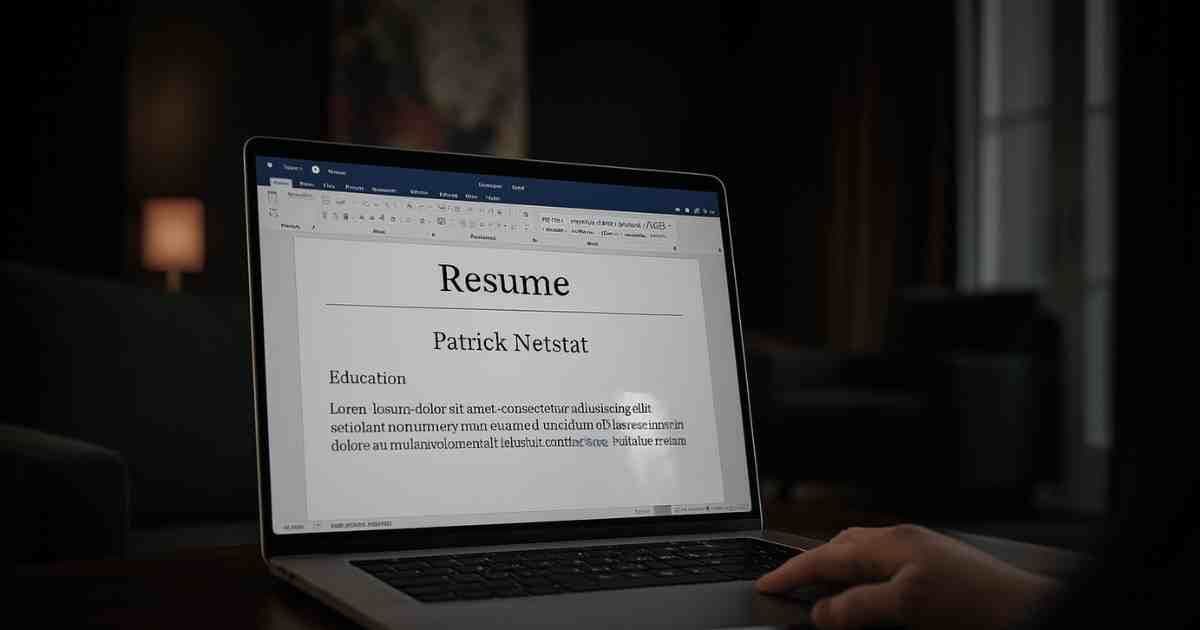 Microsoft Word interface showing resume template selection and formatting options for professional resume creation