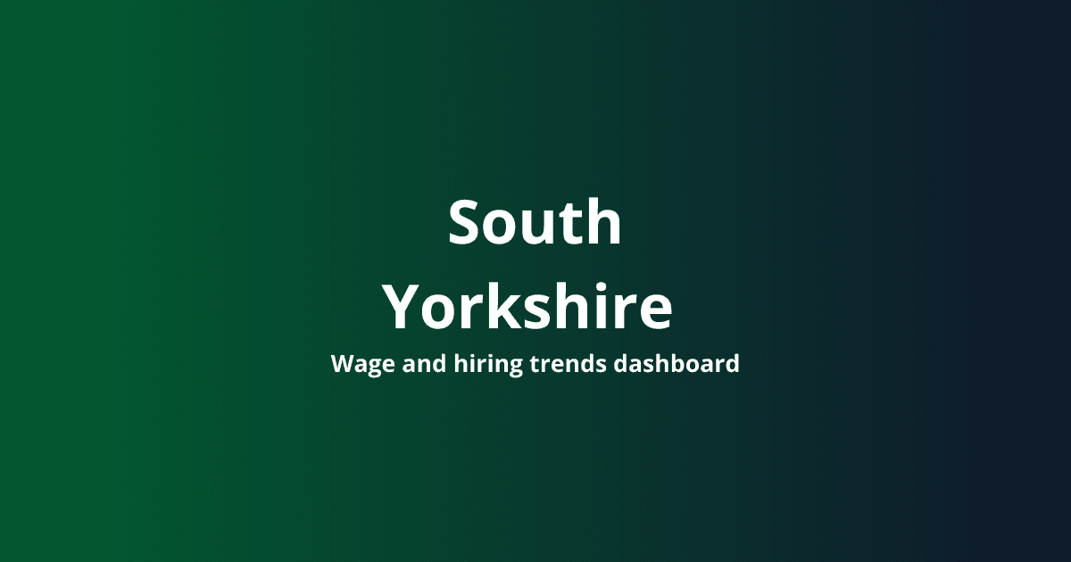 South Yorkshire labour market dashboard showing 2026 employment rates, wage trends, insecure work levels, unemployment figures, and apprenticeship statistics across the region