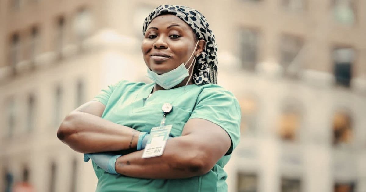 Confident Nurse in urban center