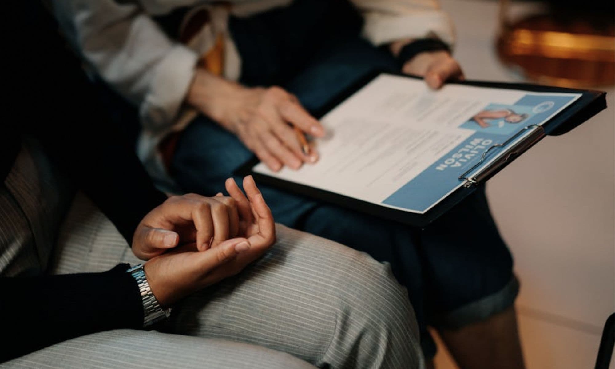 Applicant and hiring manager in a job interview discussion