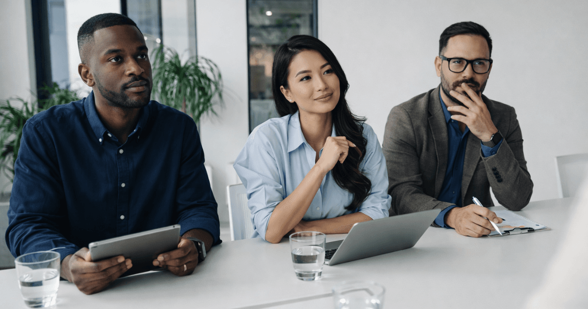Company leader announcing layoffs to staff at all-hands meeting while addressing trust and transparency with employees