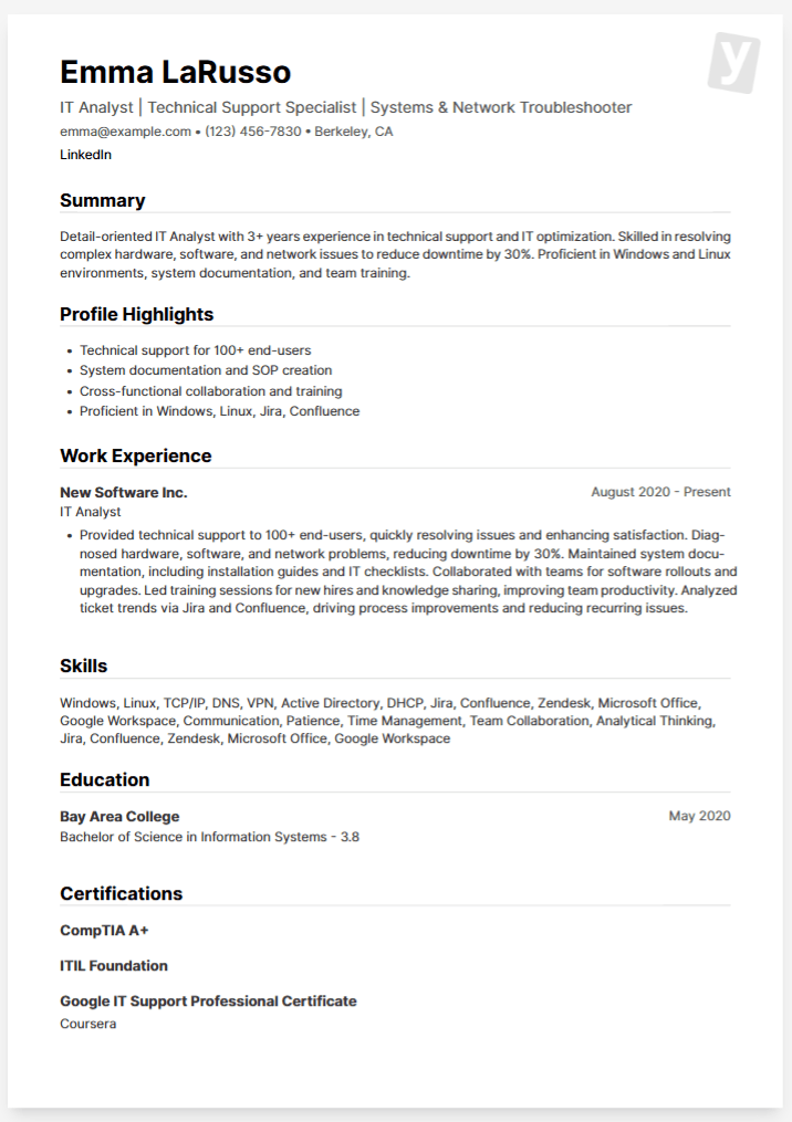Simple and minimalist resume example