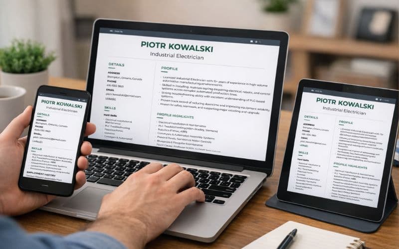 Job seeker accessing their master resume across devices, keeping one source of truth for all applications