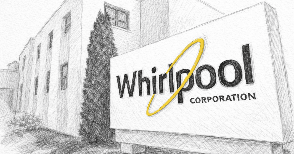 Whirlpool's Amana, Iowa manufacturing facility as employees navigate February 2026 layoffs affecting 341 positions across the plant's refrigerator production operations