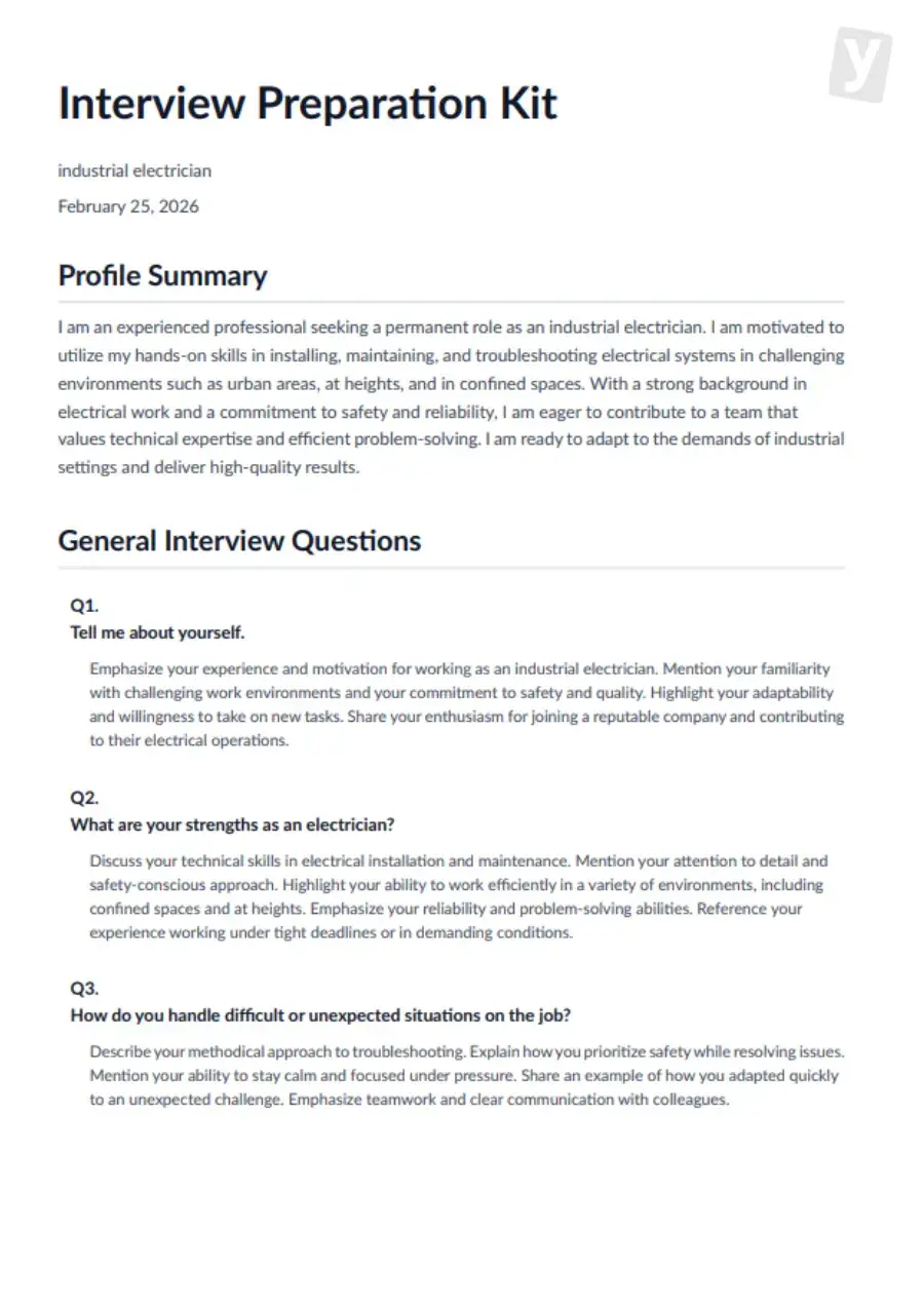 Interview preparation kit example